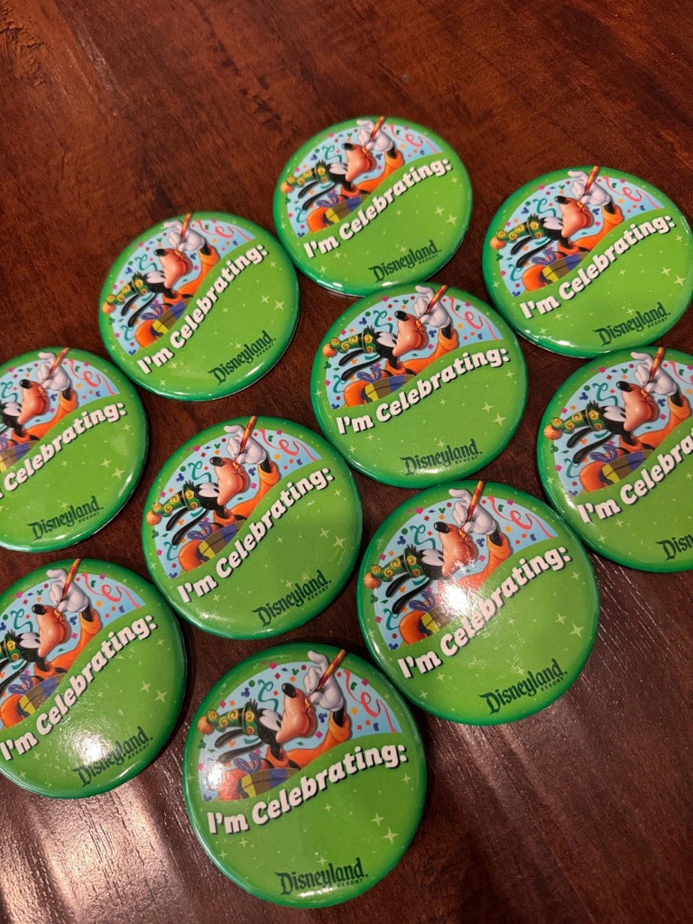 Disneyland "I'm Celebrating" Buttons - Pack of 10 Celebration Pins